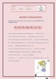 English Worksheet: WORD FORMATION    