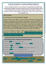 English Worksheet: guide to understanding dyslexia (8 pages)