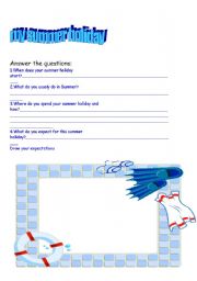 English Worksheet: My summer holiday