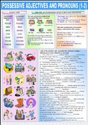 English Worksheet: POSSESSIVE ADJECTIVES AND PRONOUNS (1-2)