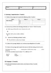 English Worksheet: listening comprehension