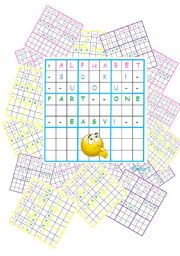 English Worksheet: Fun Alphabet Sudoku Puzzles (with solutions)