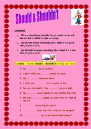 English worksheet: should &shouldnt