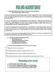 English Worksheet: HOW TO WRITE A GOOD FOR AND AGAINST ESSAY