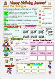 English Worksheet: HAPPY BIRTHDAY JOANNA