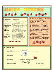 English Worksheet: ADJECTIVE + PREPOSITION