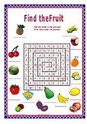 English Worksheet: FRUIT SPIRAL