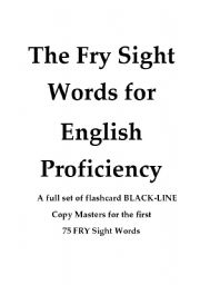 English Worksheet: The Fry Sight Words Flash Card Set 10 pages