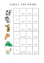 English worksheet: Multiple Choice about animals