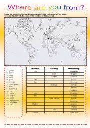English Worksheet: Where are you from?