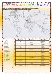 English Worksheet: Where are you from?