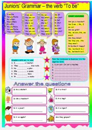 English Worksheet: JUNIORS GRAMMAR-THE VERB 