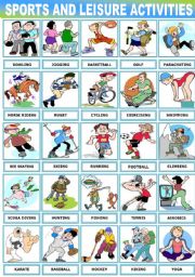 English Worksheet: SPORTS AND LEISURE ACTIVITIES -PICTIONARY