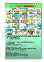 English Worksheet: I like summer!