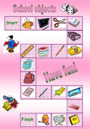 English Worksheet: board game - school objects