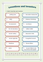 English Worksheet: Inventors and Inventions