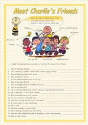 English Worksheet: MEET CHARLIES FRIENDS -- key included