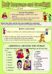 English Worksheet: BODY LANGUAGE   AND   GREETINGS