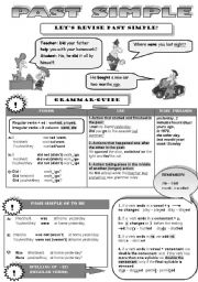 English Worksheet: PAST SIMPLE SET! - LETS REVISE PAST SIMPLE (FOR TEENS AND ADULTS) -GRAMMAR-GUIDE + 6 EXERCISES TO REVISE AND PRACTISE PAST SIMPLE (3 pages)