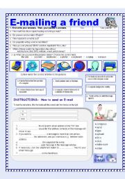 English Worksheet: E-mailing a friend