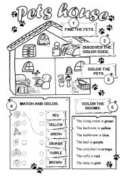 English Worksheet: Pets house