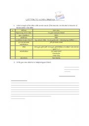 English Worksheet: letter to a penfriend