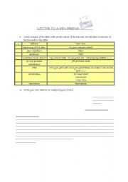 English worksheet: letter to a penfriend