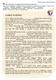 English Worksheet: Global Warming Video Activities