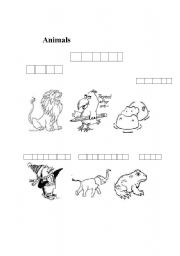 English worksheet: Animals