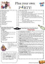 English Worksheet: FUTURE PARTY PLANNER: PLAN YOUR FIRST PARTY!!!