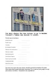 English worksheet: Most Famous - Superlatives -Madame Tussades