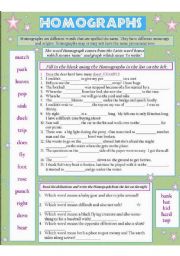 English Worksheet: HOMOGRAPHS 