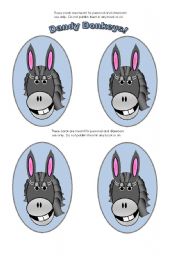 English worksheet: Donkey Cards (Add your own text)