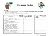 English Worksheet: Grammar Casino 