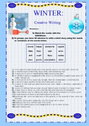 English Worksheet: WINTER creative writing
