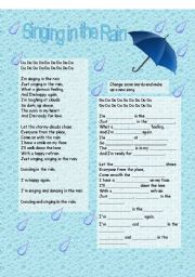 English Worksheet: Song - Singing in the Rain