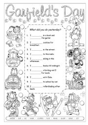 English Worksheet: What did Garfield do yesterday?