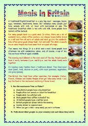 English Worksheet: Meals in Britain