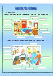 English Worksheet: Rooms in a house