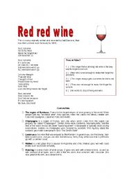 English Worksheet: Red red wine song 