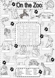 English Worksheet: wordsearch ZOO ANIMALS