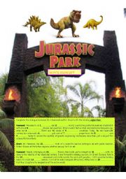 JURASSIC PARK MOVIE SEGMENT-SCRIPT ACTIVITY (1 PAGE W-KEY)