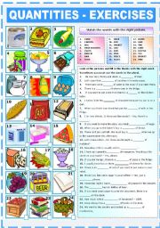 English Worksheet: EXPRESSIONS OF QUANTITY - EXERCISES