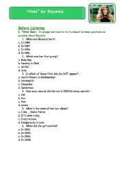 English Worksheet: Song -  