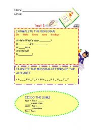 English Worksheet: 4th grade test