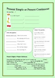 English worksheet: Present Simple or Present Continuous