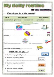 English Worksheet: My daily routine: In the morning