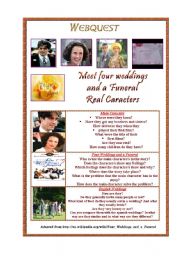 English Worksheet: four weddings and a funeral webquest