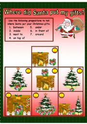 English Worksheet: where did santa put my gifts