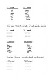 English worksheet: minimal pairs